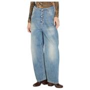 Tapered Jeans met Knoopsluiting en Gewassen Motief MM6 Maison Margiela...