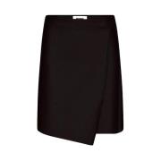 Zwart A-lijn Rok Leren Look Modström , Black , Dames