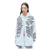 Hooded Denim Jacket met Jersey Overlay Diesel , Blue , Heren