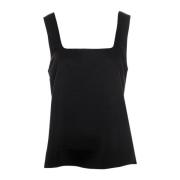 Satin Tanktop met vierkante halslijn Drykorn , Black , Dames