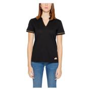 Zwart V-hals T-shirt met knoopsluiting Alviero Martini 1a Classe , Bla...