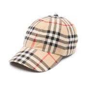 Vintage Check Beige Hoed Burberry , Beige , Dames