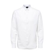 Slank lin shirt Selected Homme , White , Heren
