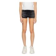 Zwarte Jeansshorts met Ritssluiting Tommy Jeans , Black , Dames