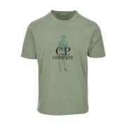 Korte Mouw T-Shirt Comfort Stijl C.p. Company , Green , Heren