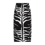 Zebra Pencil Rok Alaïa , Black , Dames