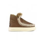 Eskimo Bold Leren Sneaker Hazelnoot Mou , Brown , Dames