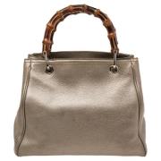 Pre-owned Leather totes Gucci Vintage , Beige , Dames