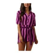 Gestreepte Playsuit voor Dames Colourful Rebel , Purple , Dames