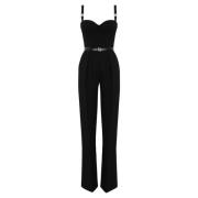 Zwarte Crepe Hart Halslijn Jumpsuit Elisabetta Franchi , Black , Dames