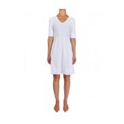 Korte witte jurk met ruitjesborduurwerk D.Exterior , White , Dames