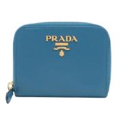 Pre-owned Leather wallets Prada Vintage , Blue , Dames