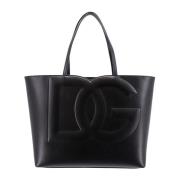 Monogram Leren Schoudertas Dolce & Gabbana , Black , Dames