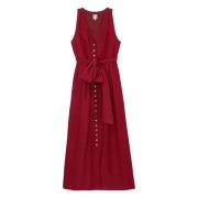 Ambre lange jurk in frambozen linnen Ines De La Fressange Paris , Pink...