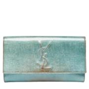 Pre-owned Leather clutches Yves Saint Laurent Vintage , Blue , Dames