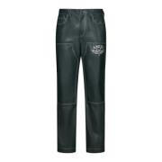 Bosgroene Imitatieleren Broek Amiri , Green , Heren