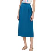 Blauwe Gerende Rok met Verborgen Rits Weekend , Blue , Dames