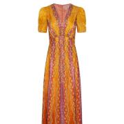 Vintage Carnavalstreep Zijden Jurk Saloni , Multicolor , Dames