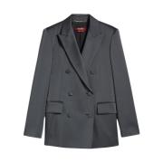 Dubbelrijige Satijnen Blazer Grijs Max Mara Studio , Gray , Dames