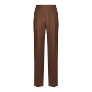 Elegante Broek Geen Plooien Tagliatore , Brown , Heren