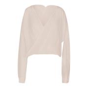 Diepe V-hals Blouse in Mousseline Jucca , Pink , Dames