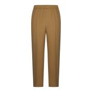 Beige Wollen Broek met Elastische Tailleband Lanvin , Brown , Heren