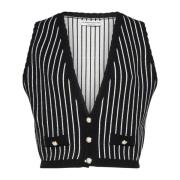 Zwart Pinstripe Gebreid Jasje Alessandra Rich , Black , Dames