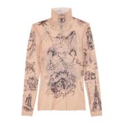 Beige Tattoo Longsleeve Top Balenciaga , Multicolor , Dames