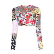 Patchwork Cropped Top Moschino , Multicolor , Dames