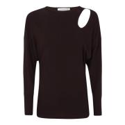 Bruine Jersey Twist Top Aw24 Victoria Beckham , Brown , Dames