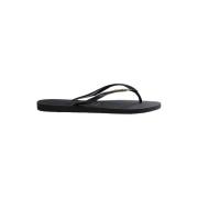 Zwarte Metallic Logo Slippers Havaianas , Black , Dames