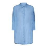 Oceaanblauw Linnen Overhemd 120% Lino , Blue , Dames