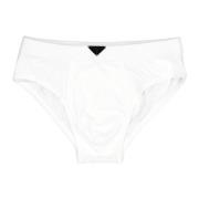 Katoenen Boxer Briefs Logo Metalen Plaat Prada , White , Heren