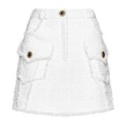 Tweed A-Lijn Rok Wit Balmain , White , Dames