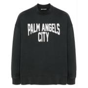 Grijze Logo Print Crew Neck Sweater Palm Angels , Gray , Heren