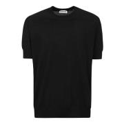 Zwarte Wol T-Shirt Ronde Hals Jil Sander , Black , Heren