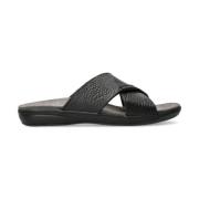 Zwarte Leren Slide Sandaal Mephisto , Black , Heren