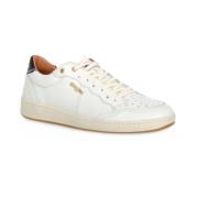 Witte Leren Lage Sneakers Blauer , White , Heren