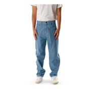 Tapered Fit Jeans met Contraststiksels Carhartt Wip , Blue , Heren