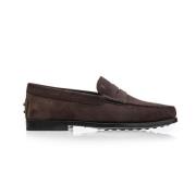 Fluwelen Suède Mocassin met Diamantpatroon Zool Tod's , Brown , Heren