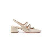 Zwarte Lakleren Slingback Hakken Roberto Festa , Beige , Dames