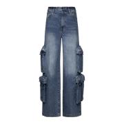 Indigo Denim Wide Leg Jeans Amiri , Blue , Dames