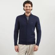 Navy Blauwe Rits Cardigan Hoge Kraag Eden Park , Blue , Heren