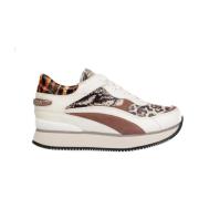 Dierenprint Sleehak Sneakers Apepazza , White , Dames