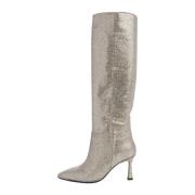 Grijze Platte Schoenen Leer & Canvas L'arianna , Gray , Dames