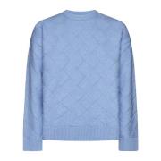 Blauwe Sweaters met Wit/Blauw Detail Bottega Veneta , Blue , Heren