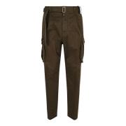 Multi-Pocket Stretch Katoen Plooi Broek Dsquared2 , Green , Heren