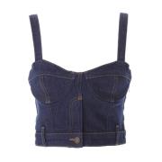 Denim Crop Top Moschino , Blue , Dames