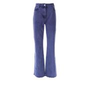 Blauwe Flare Jeans Met Rafelrand Moschino , Blue , Dames