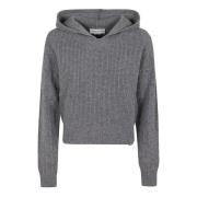 Grijze Hoodie met Pointelle Motief Victoria Beckham , Gray , Dames